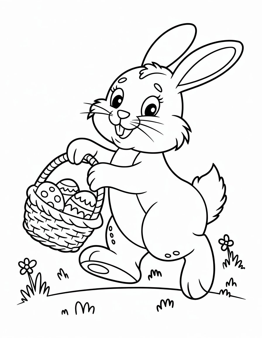 Playful Bunny with Basket